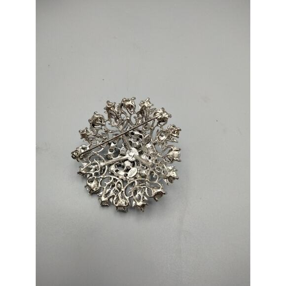 GRAZIANO PEWTER TONE & MULTI-COLORED RHINESTONE CIRCLE PIN or BROOCH - Picture 2 of 3